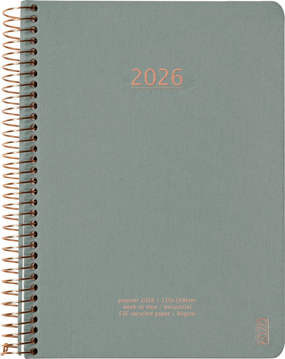 Kozo 2026 Kalender | A5 | Vecka | Aloe Vera