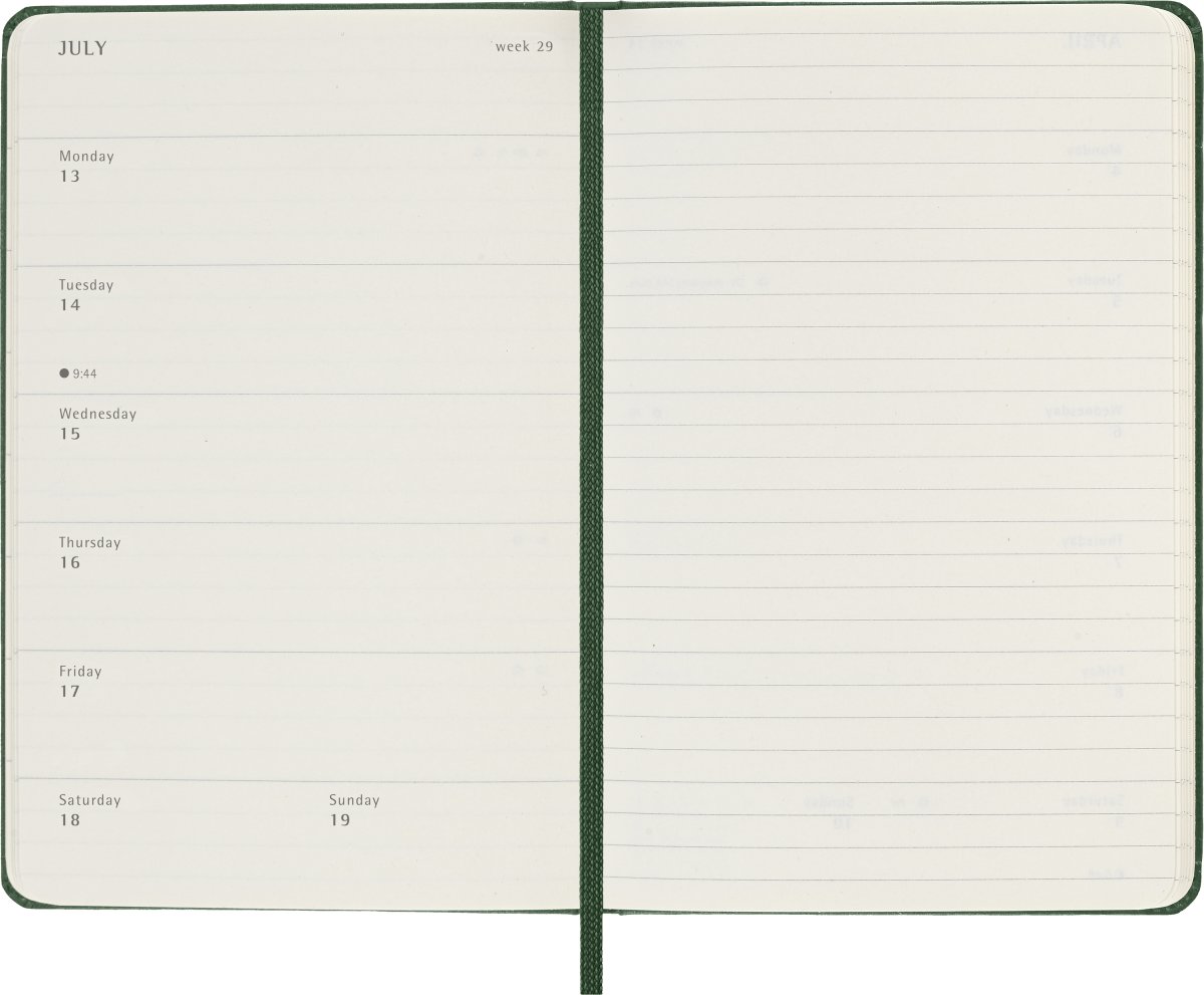 Moleskine 2026 Kalender | H | Vecka | Poc. | Grön