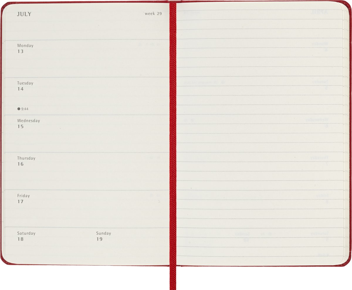 Moleskine 2026 Kalender | H | Vecka | Poc. | Röd