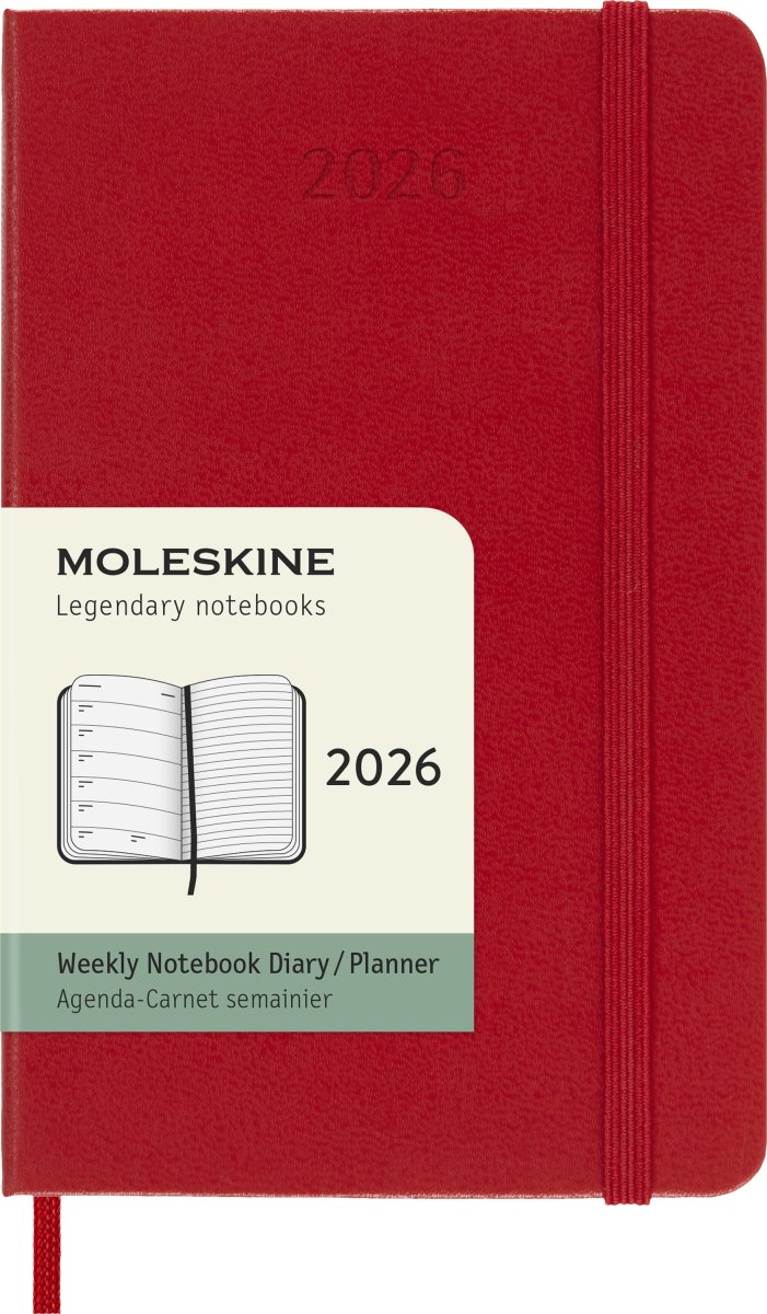 Moleskine 2026 Kalender | H | Vecka | Poc. | Röd