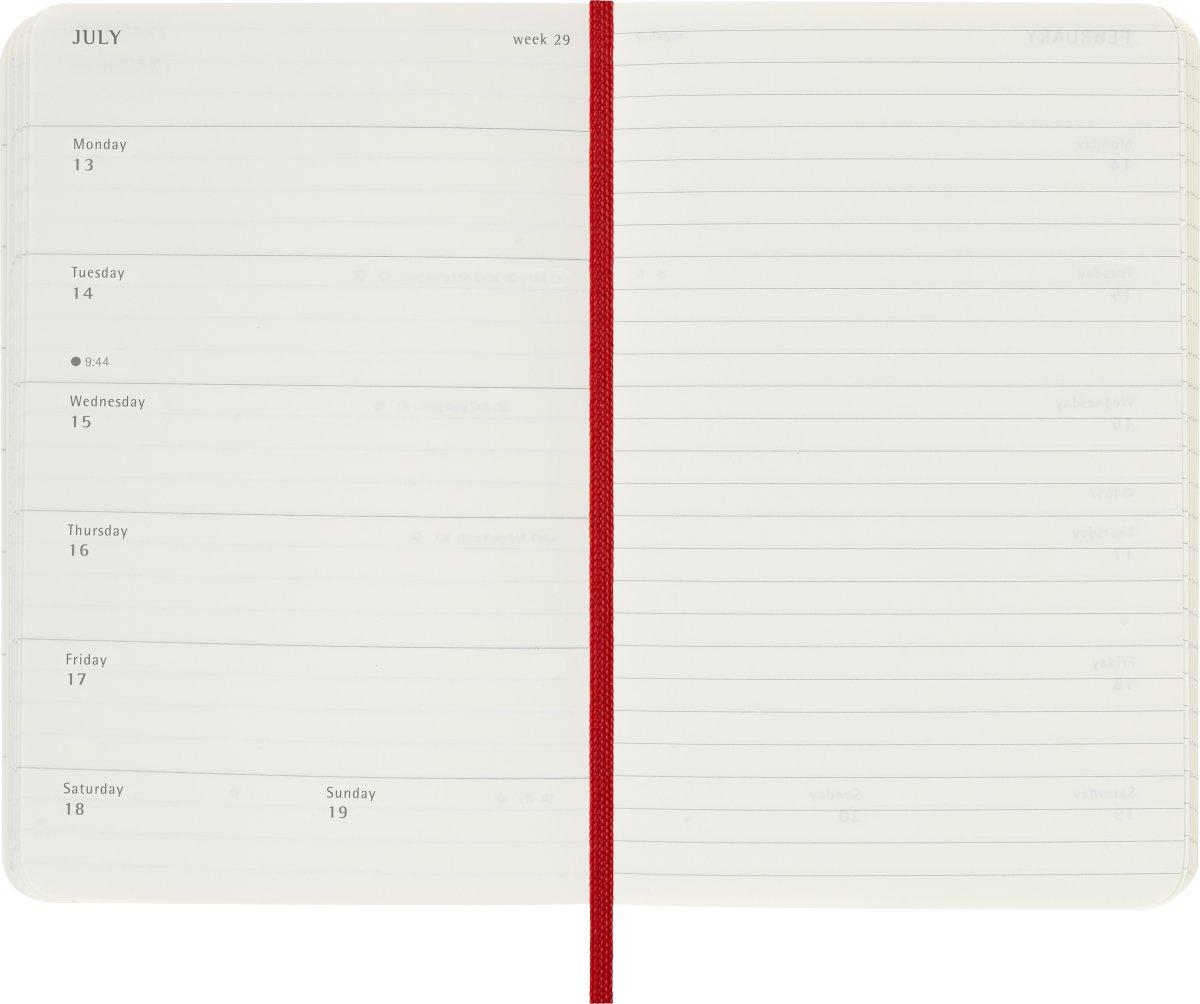 Moleskine 2026 Kalender | S | Vecka | Ficka | Röd