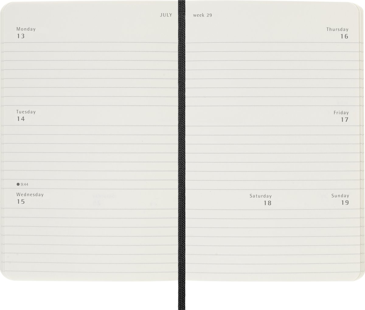 Moleskine 2026 Kalender | S | Vecka h. | P| Svart