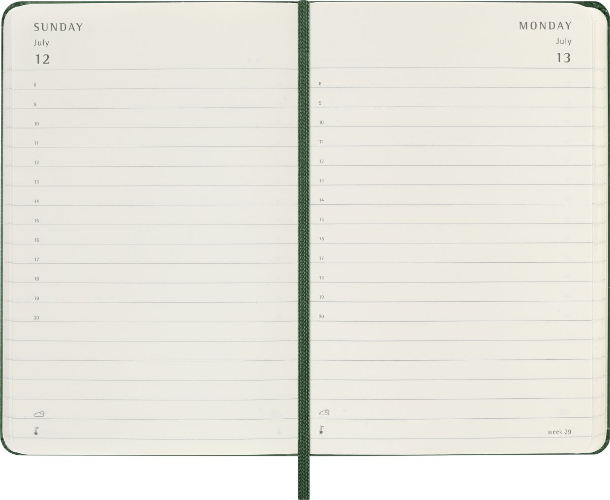 Moleskine 2026 Kalender | H | Dag | Poc. | Grön