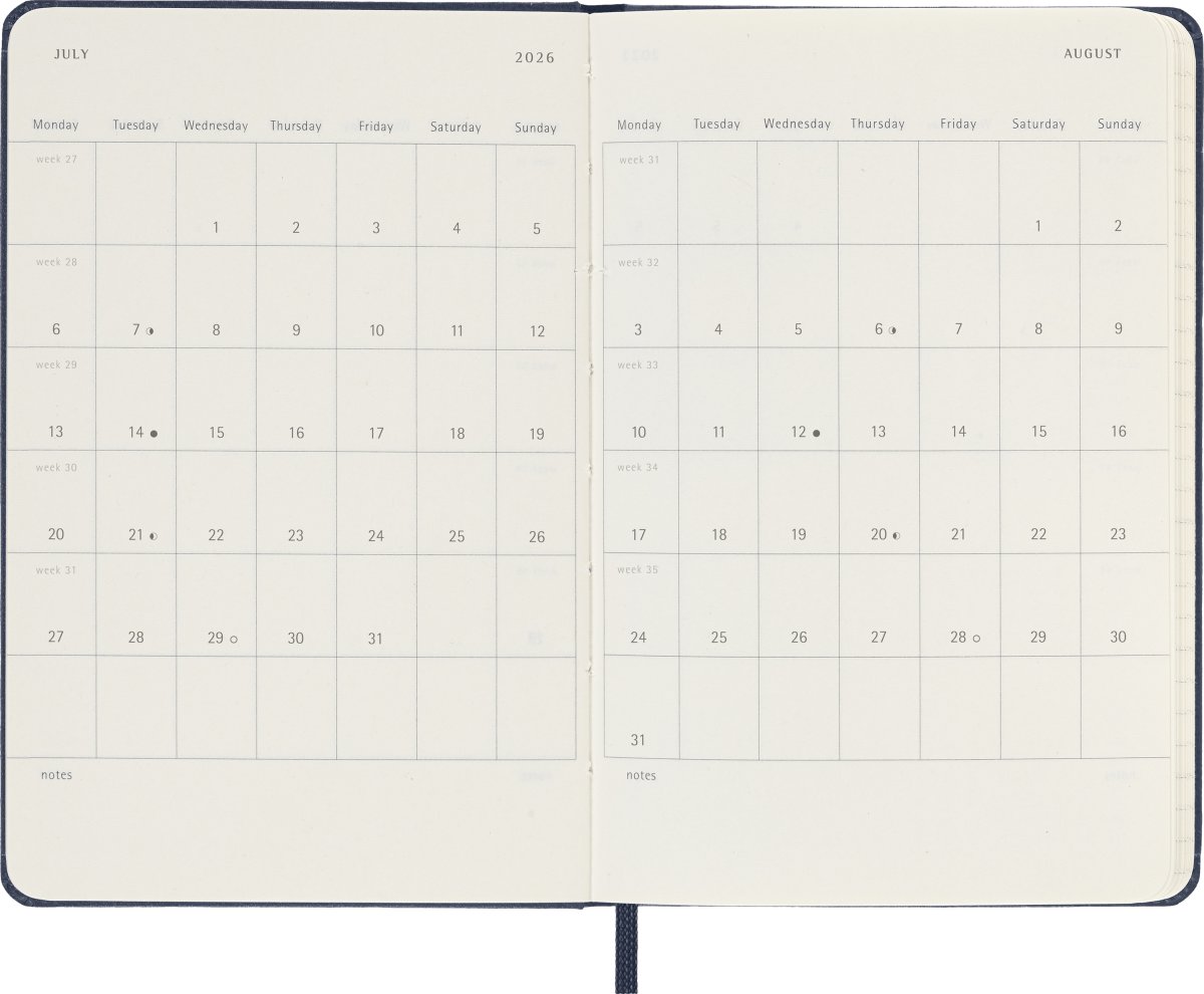 Moleskine 2026 Kalender | H | Dag | Pock. | Blå