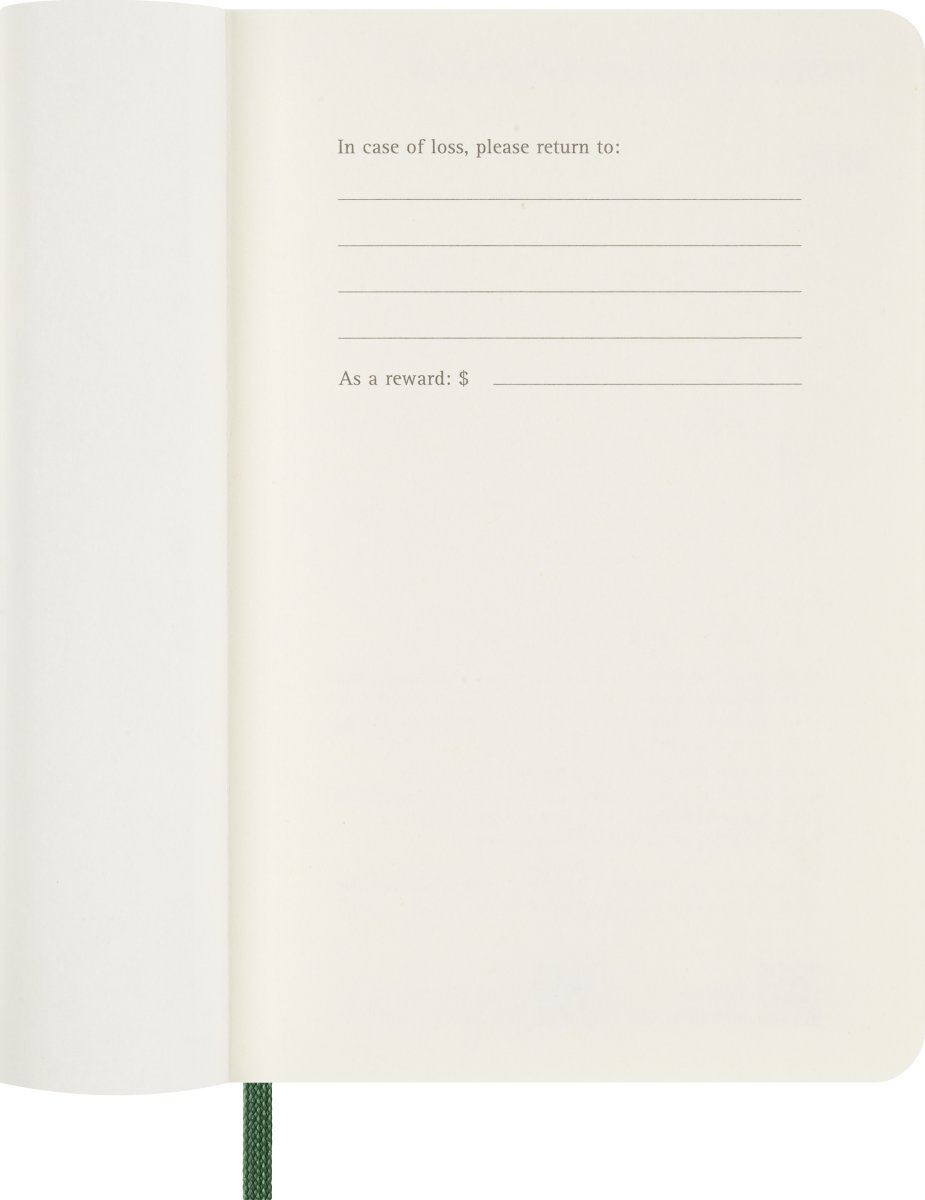 Moleskine 2026 Kalender | S | Dag | Poc. | Grön