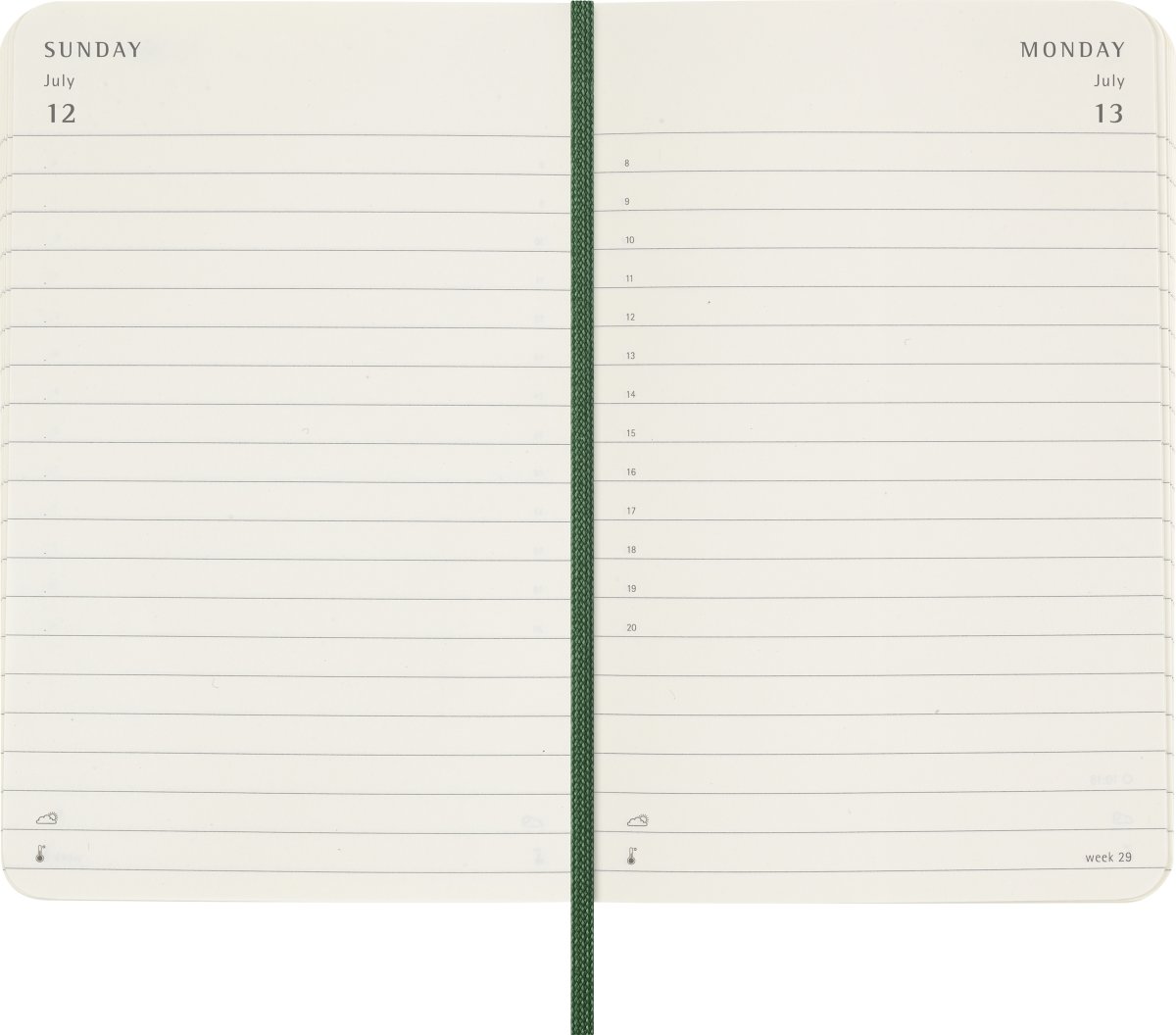 Moleskine 2026 Kalender | S | Dag | Poc. | Grön