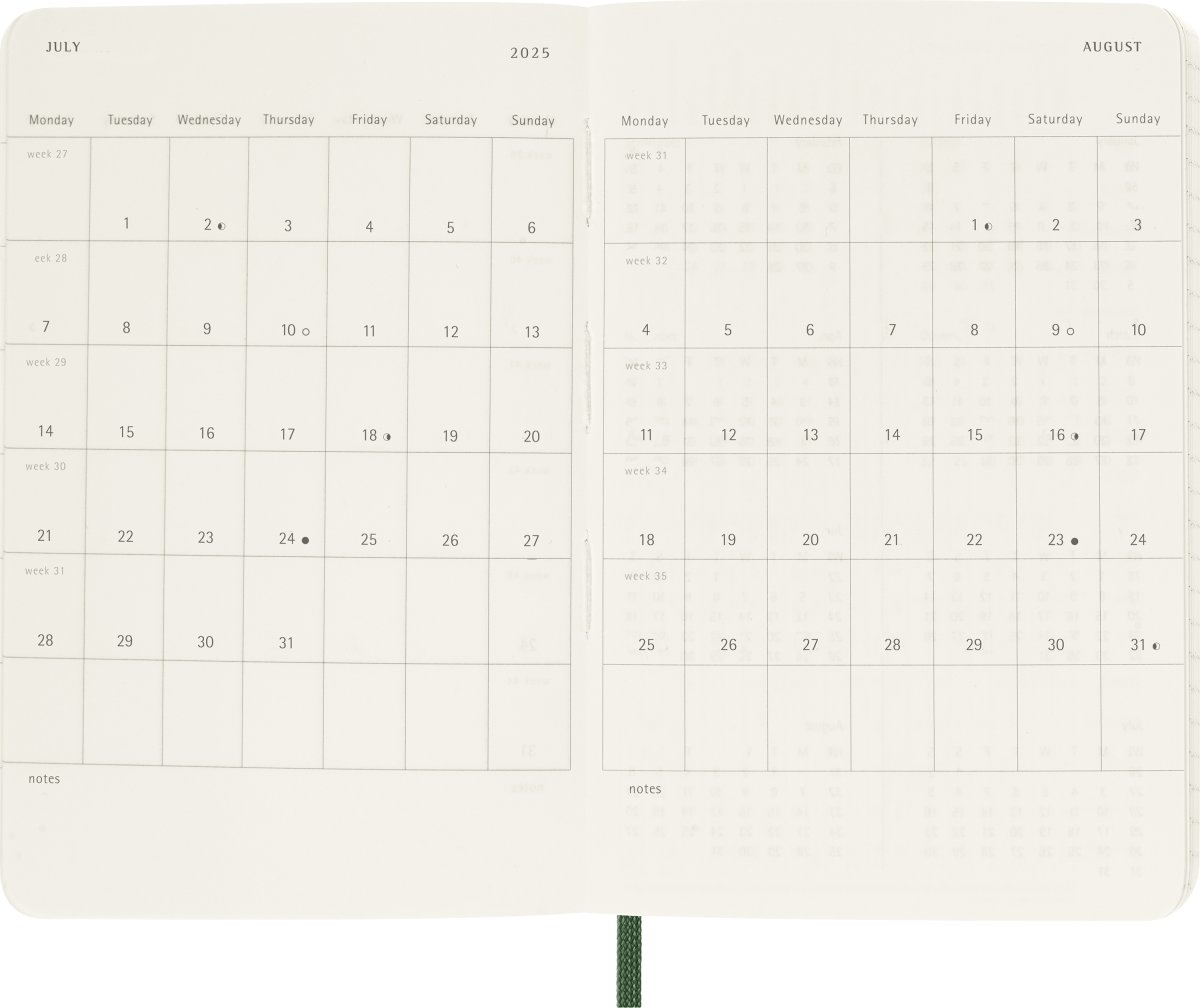 Moleskine 2026 Kalender | S | Dag | Poc. | Grön