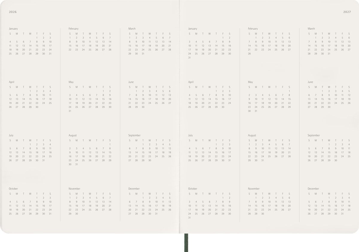 Moleskine 2026 Kalender | Ess. | Vecka v. | Grön