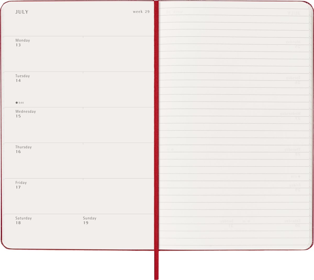 Moleskine 2026 Kalender | H | Vecka | L | Röd