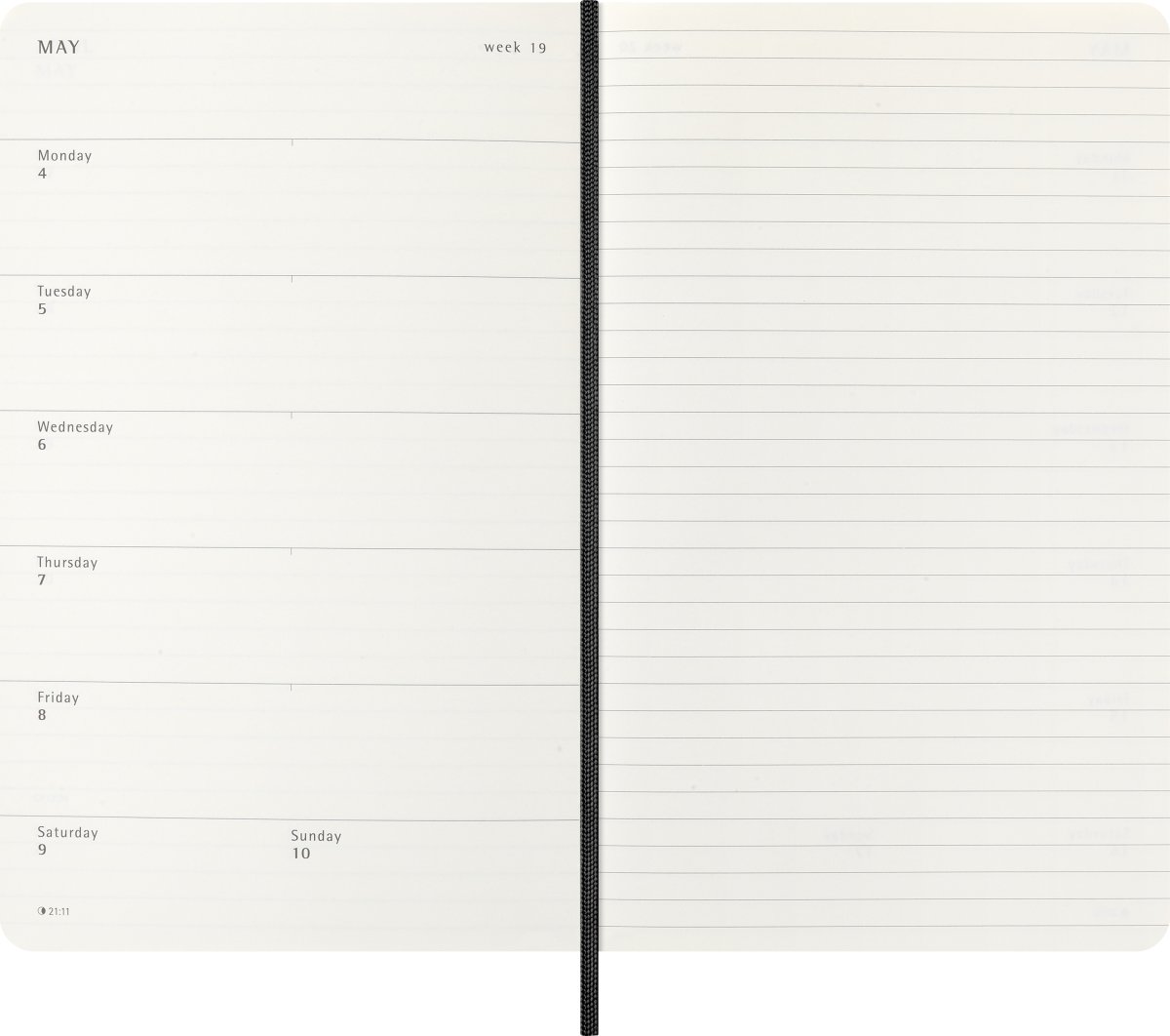 Moleskine 2026 Kalender | S | Vecka | L | Svart