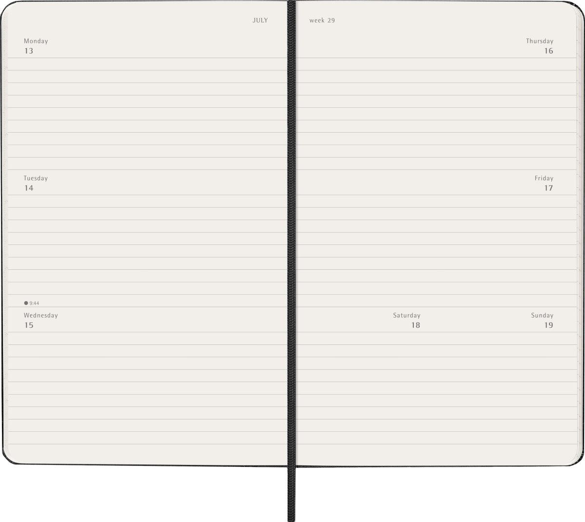 Moleskine 2026 Kalender | H | Vecka h. | L | Svart