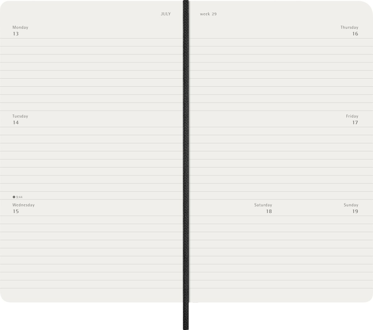 Moleskine 2026 Kalender | S | Vecka h. | L | Svart