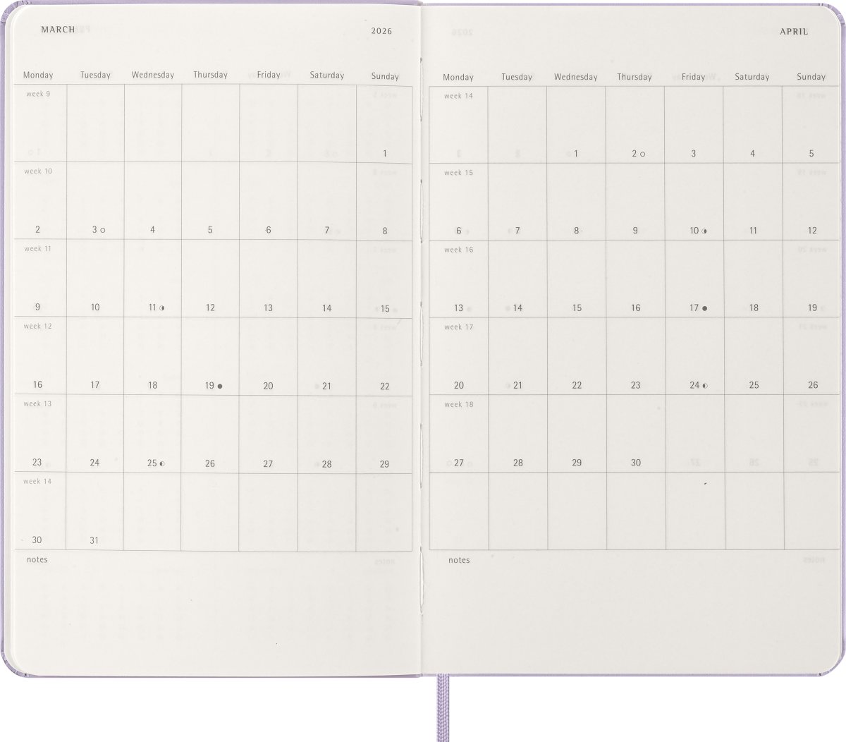 Moleskine 2026 Kalender | H | Dag | L | Lila