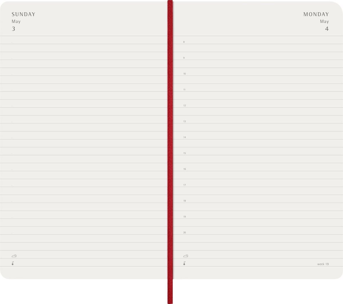 Moleskine 2026 Kalender | S | Dag | L | Röd