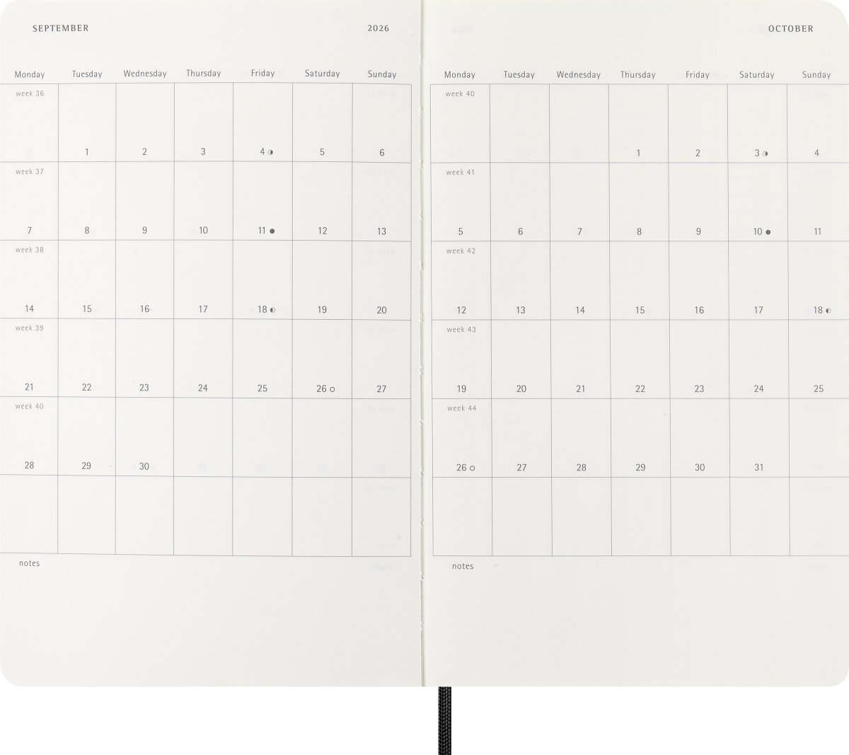 Moleskine 2026 Kalender | S | Dag | L | Svart