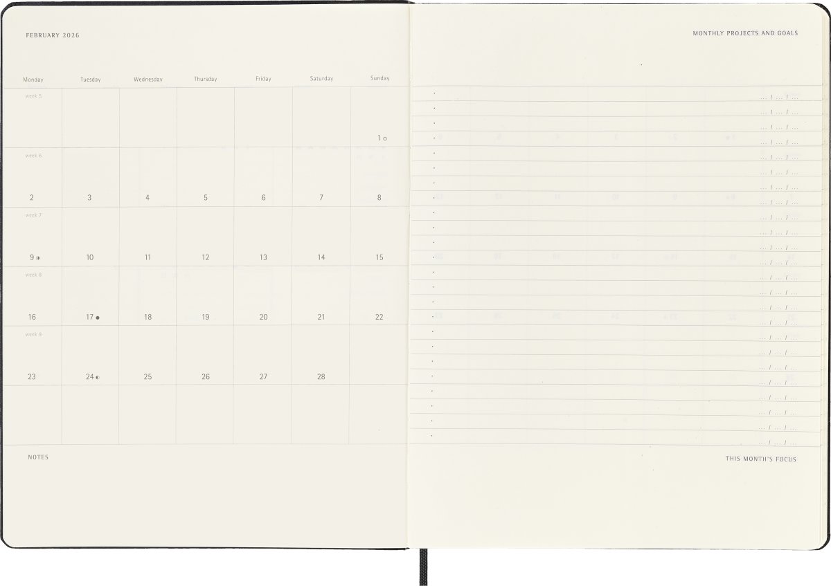 Moleskine 2026 Kalender | H | Vecka Pro v. | XL