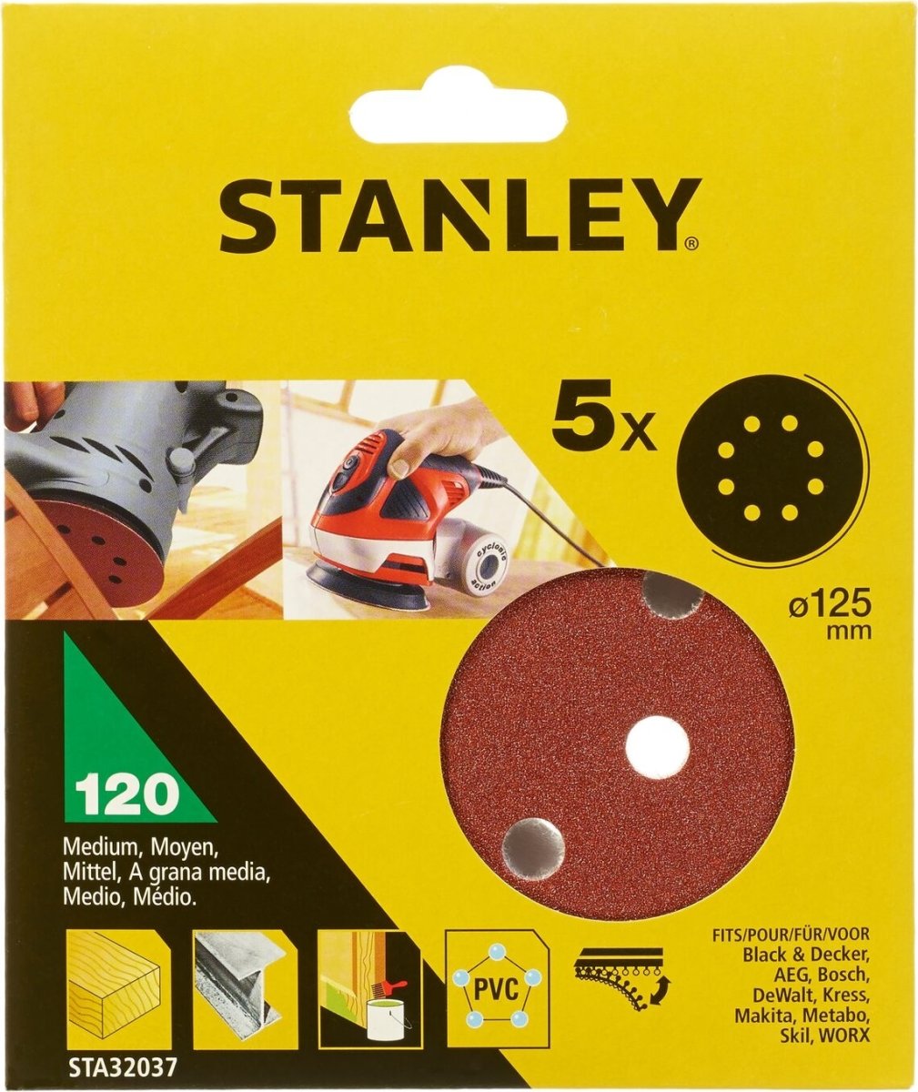 Stanley Sliprondell Ø125 mm, korn 120, 5 st.