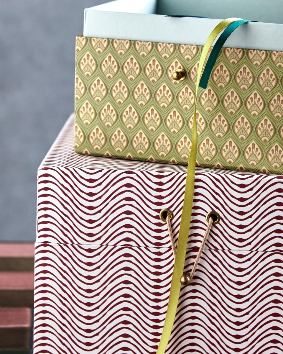 House Doctor Förvaringslådor, khaki & röd