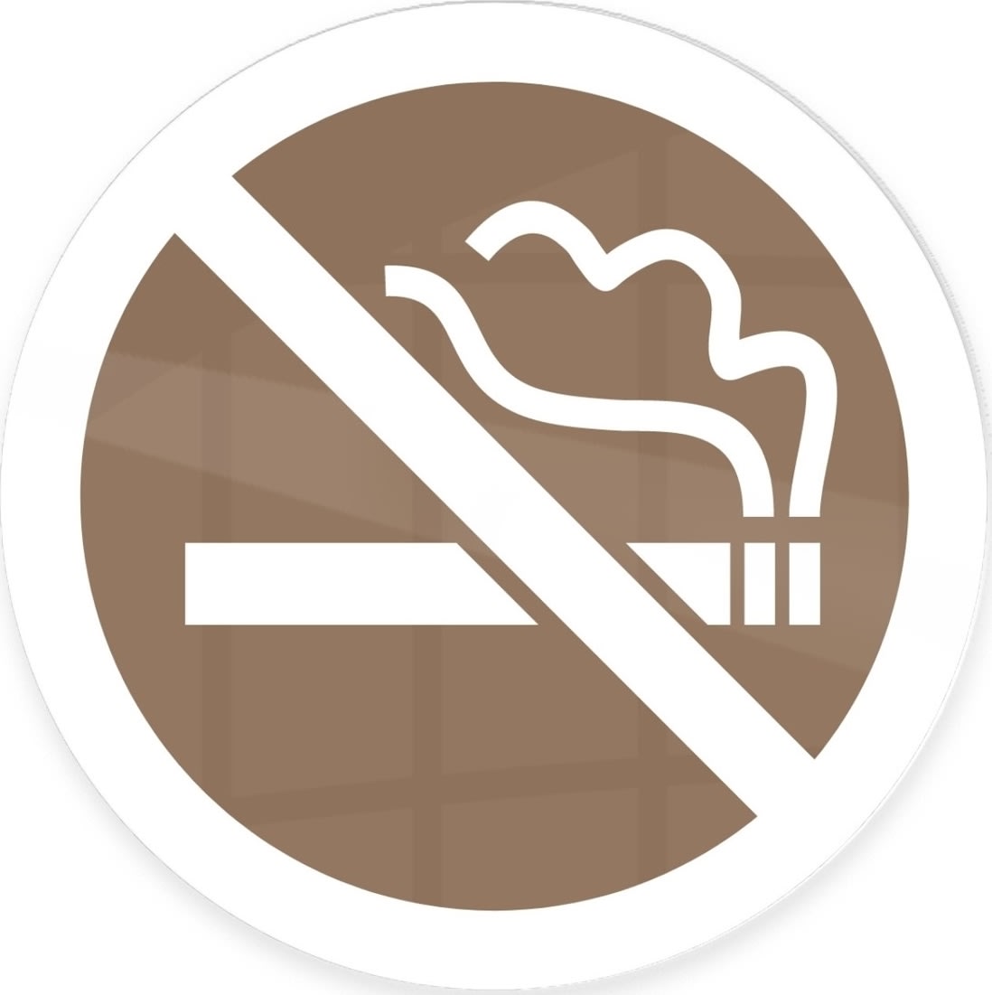 Skylt | Rökning förbjuden | Ø10 cm | Brun