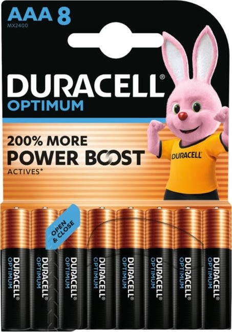 Duracell Optimum AAA-batteri, 8 st