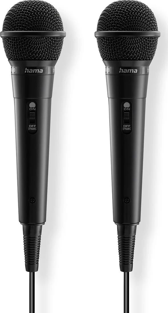 HAMA Mikrofon Karaoke Dynamisk Mono 2-Pack, Svart