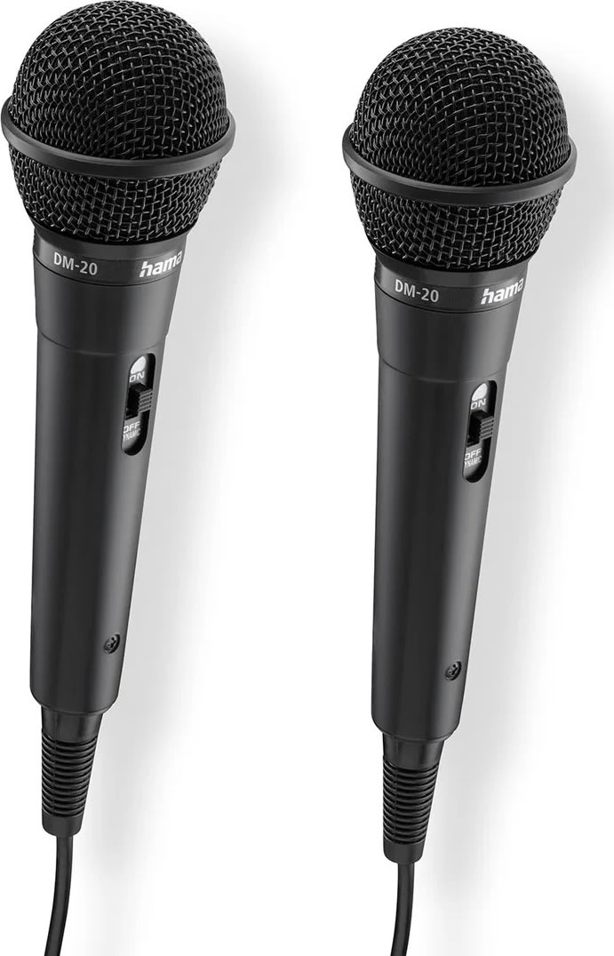 HAMA Mikrofon Karaoke Dynamisk Mono 2-Pack, Svart