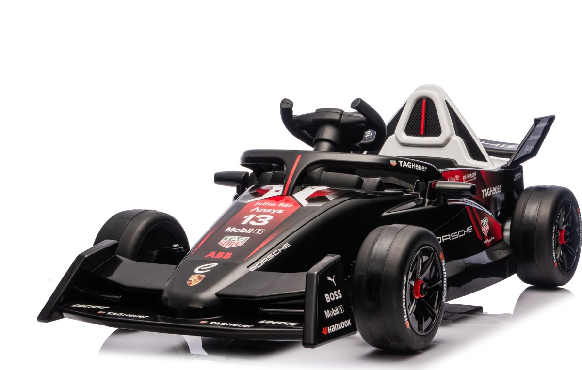 Elbil Porsche Formula E barnbil, 2x12V, svart