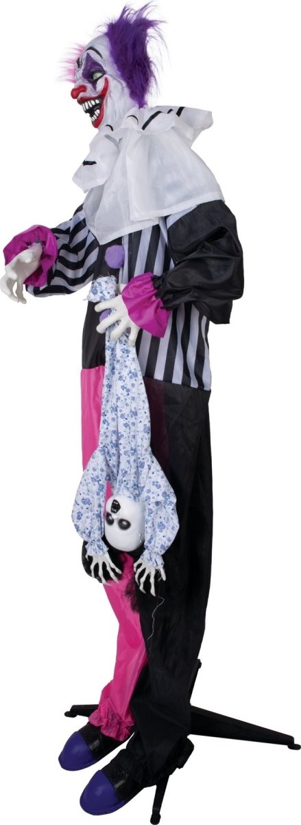 Rosa/svart clown med ljus/ljud - 170 cm