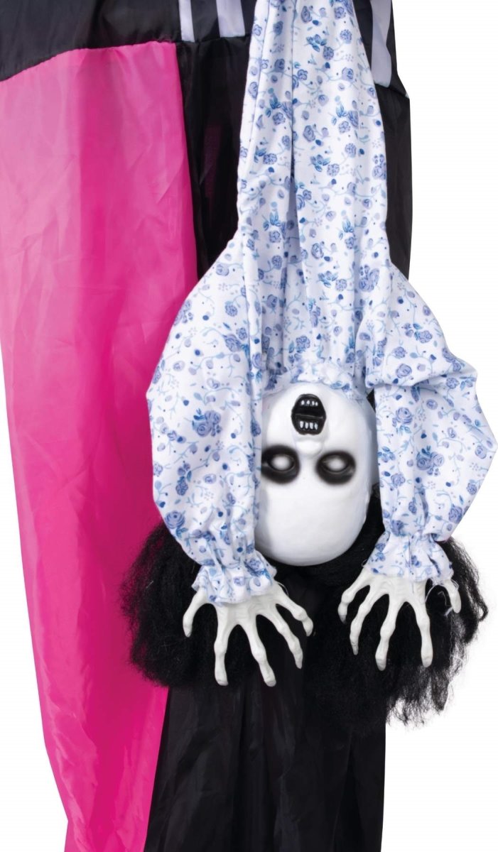 Rosa/svart clown med ljus/ljud - 170 cm