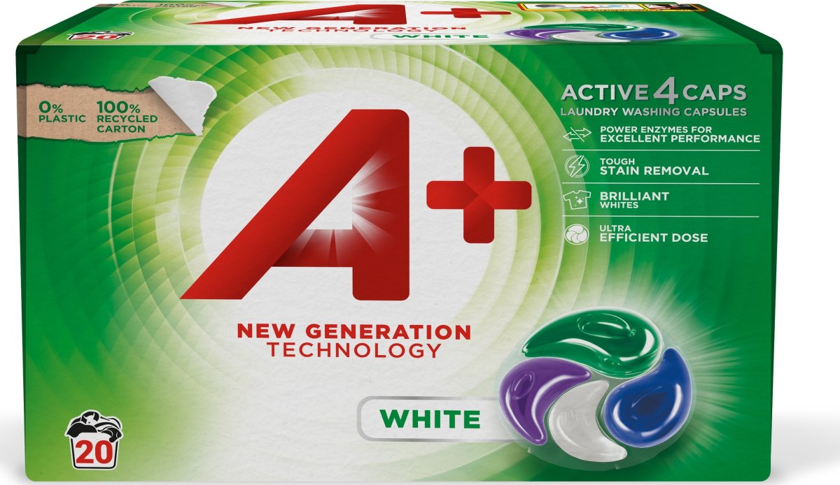 A+ Active 4 tvättkapslar | White | 20 st.