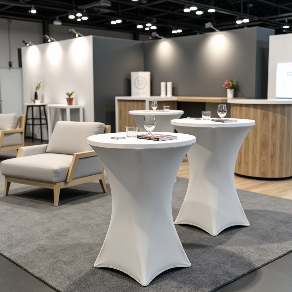 Parkduk t/runt ståbord Ø80-110 cm, vit