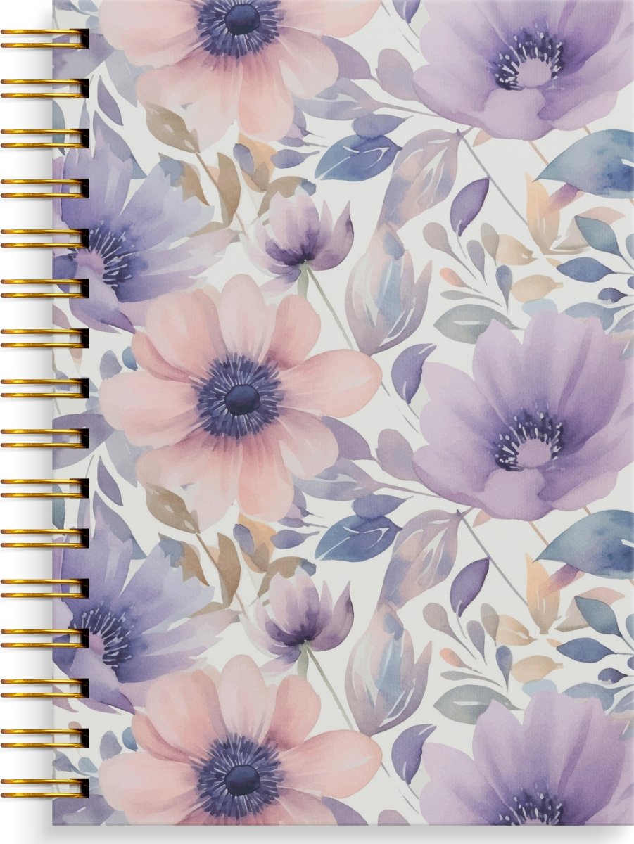Burde Anteckningsbok | A5 | Linj. | Lilac flowers