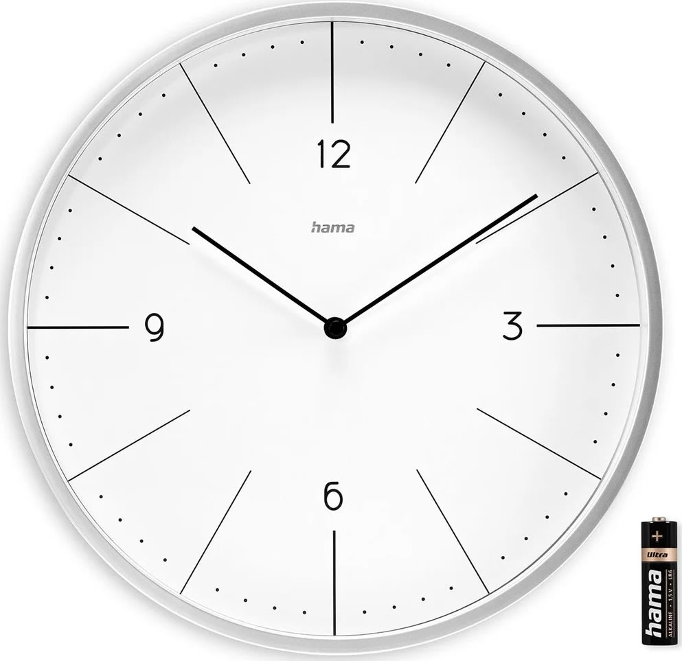 Hama Väggklocka "Sardinia" Diameter 30 cm, Grå