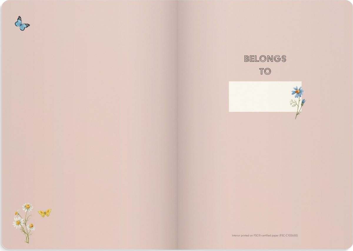 Burde Deluxe Anteckningsbok B5 | Lin.| Pink meadow