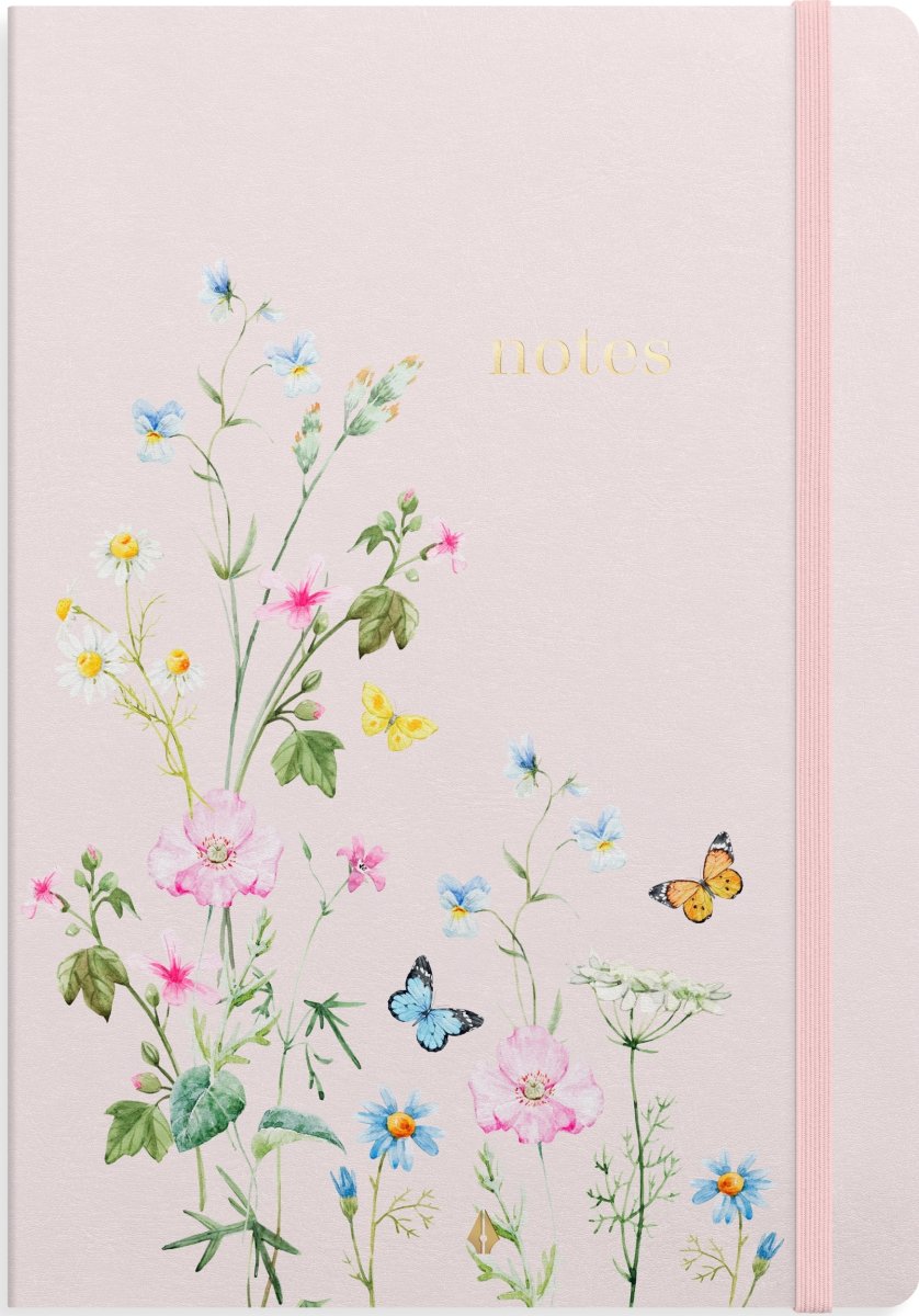 Burde Deluxe Anteckningsbok B5 | Lin.| Pink meadow