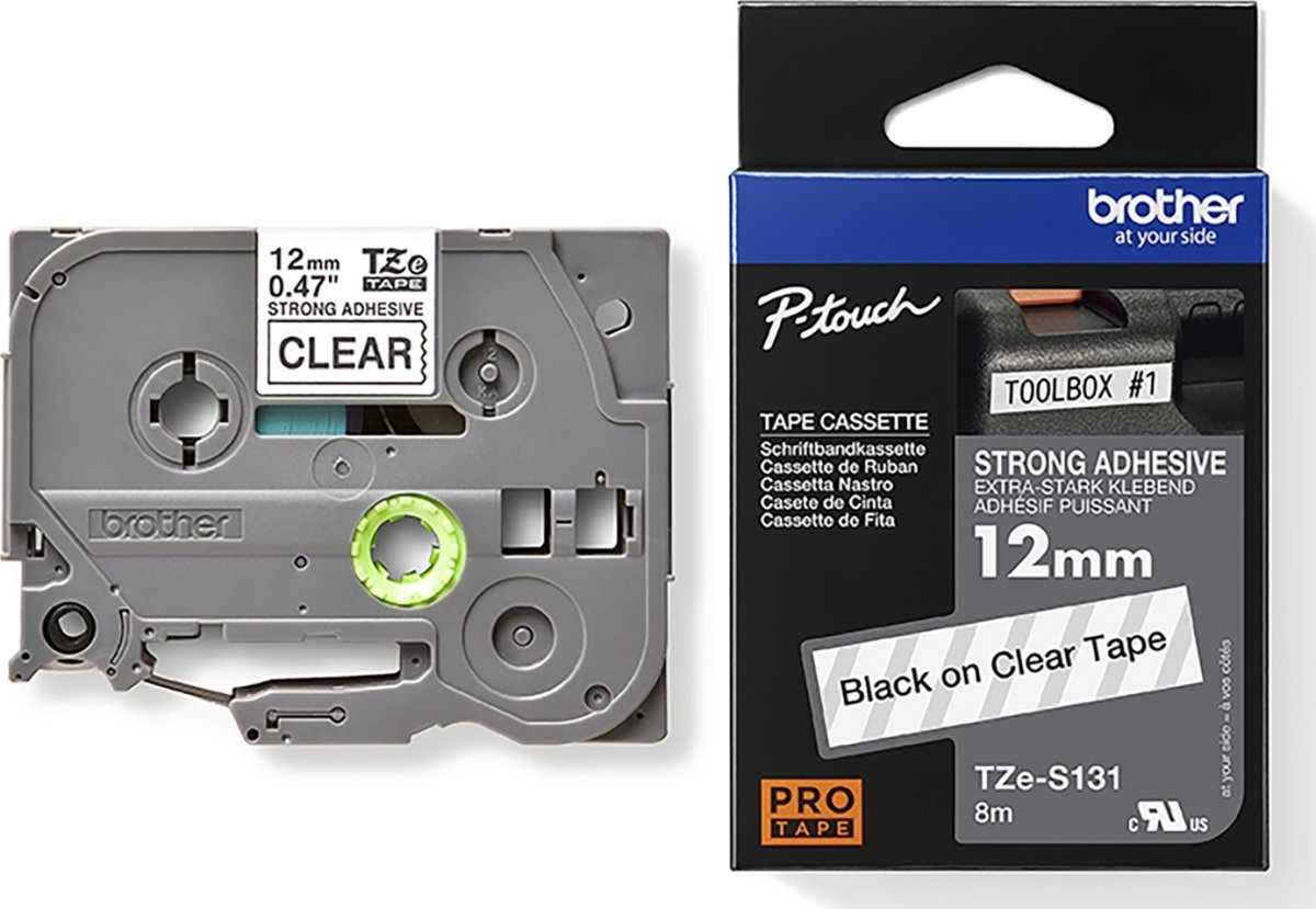 Brother TZe-S131 stark labeltape, 12mm, svart/klar