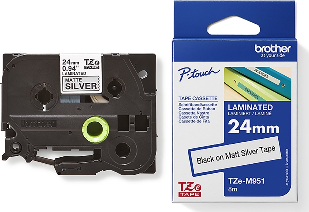 Brother TZe-M951 etikettape, 24 mm, svart på matt 