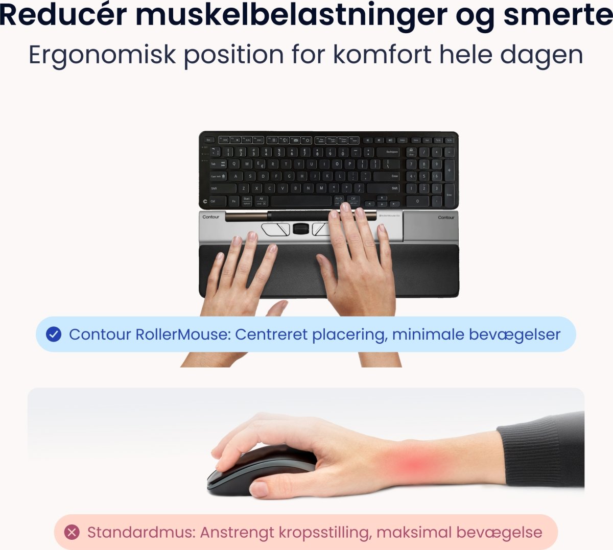 Contour RollerMouse Go med RollerMouse Go Dock