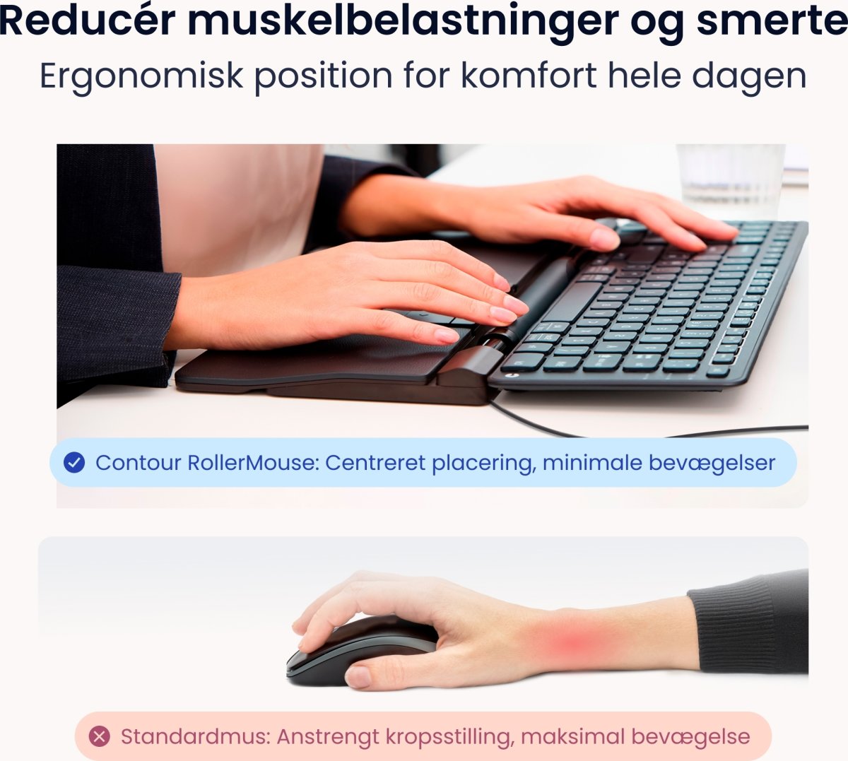 Contour RollerMouse Pro Wired Slim WR | Ljusgrå