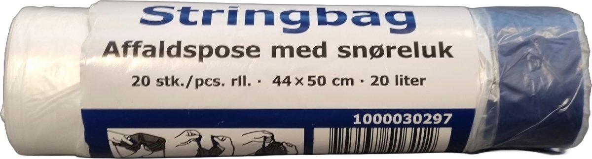 Soppåsar m/dragskostängning, 20 L, 50x44 cm, Klar
