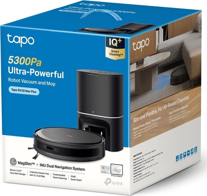 TP-Link Tapo RV20 robotdammsugare Påslös, Svart