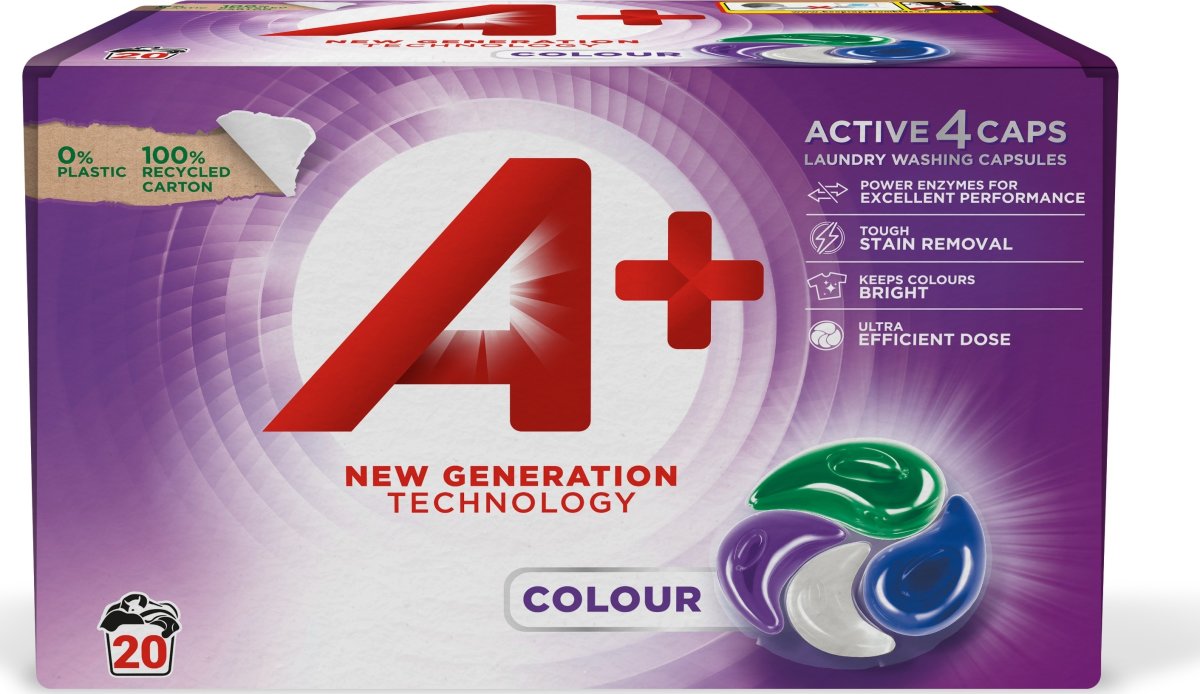 A+ Active 4 tvättkapslar | Colour | 20 st.