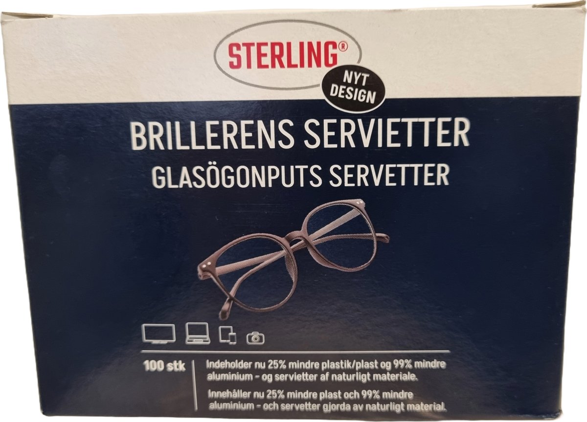 Sterling putsservetter till glasögon | 100 st.
