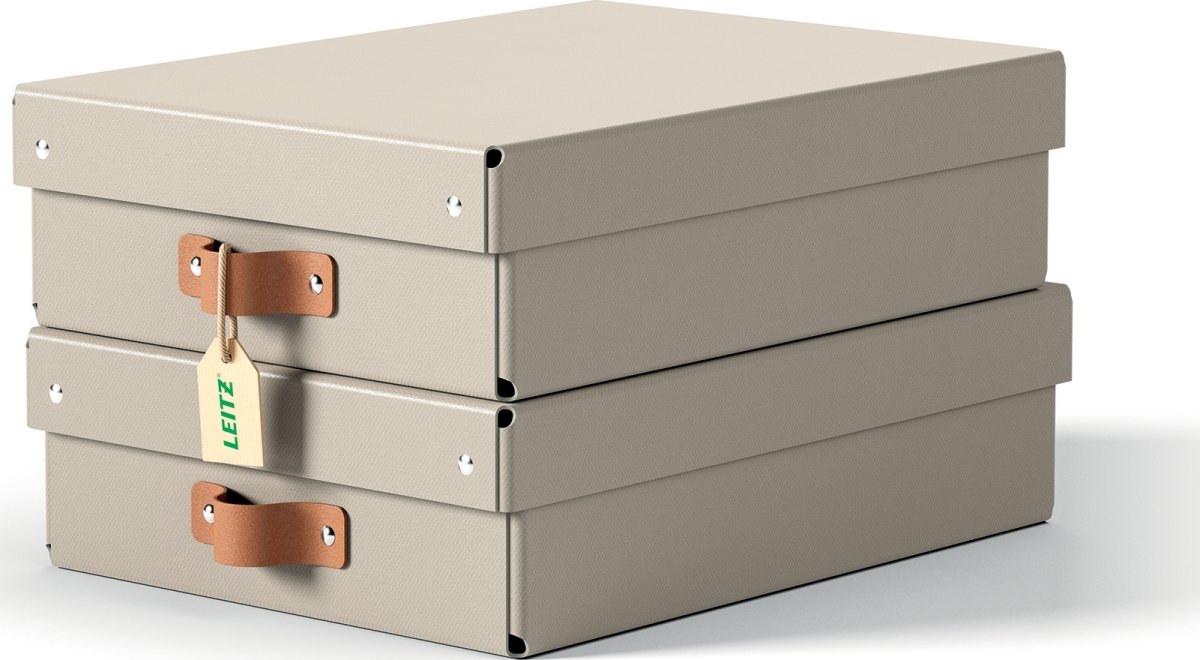Leitz Puro Box m. lock | M låg | Beige | 2 st.
