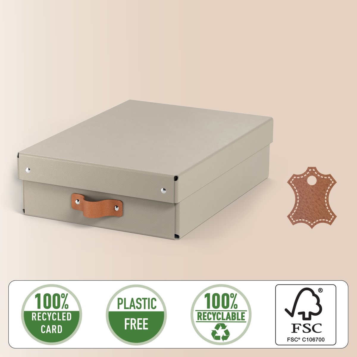 Leitz Puro Box m. lock | M låg | Beige | 2 st.