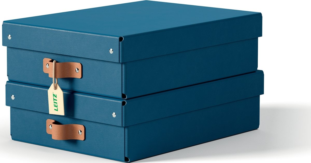 Leitz Puro Box med lock | M låg | Blå | 2 st.