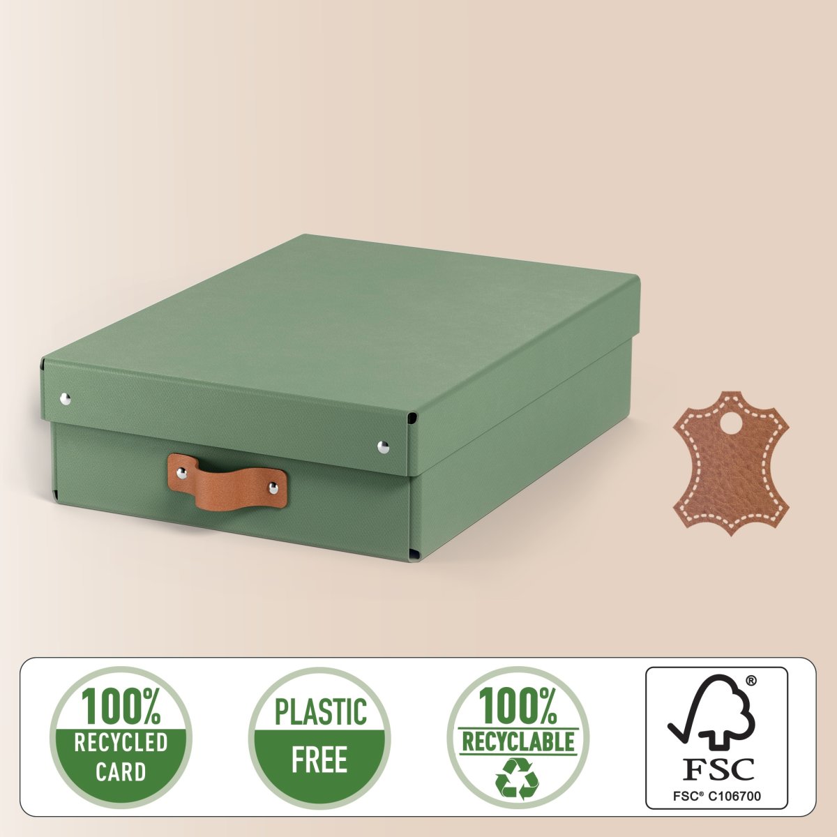 Leitz Puro Box m. lock | M låg | Grön | 2 st.