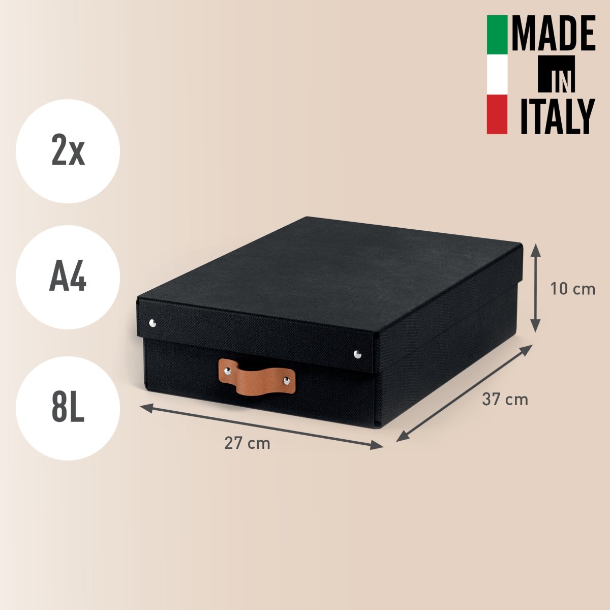 Leitz Puro Box med lock | M låg | Svart | 2 st.