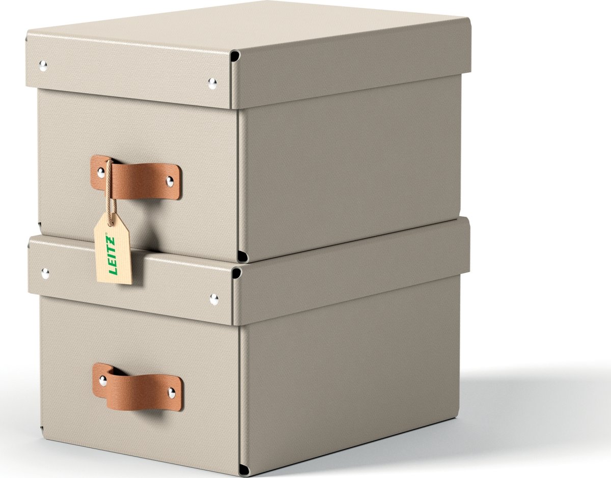 Leitz Puro Box med lock | S | Beige | 2 st.