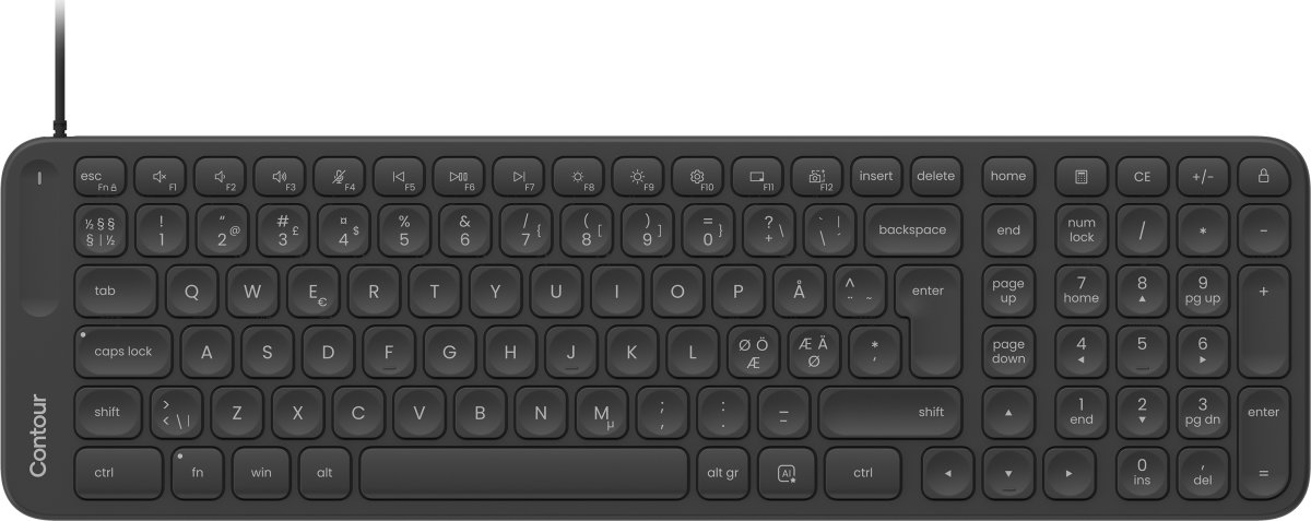 Contour Balance Mid-Size Keyboard, kabel, nordisk
